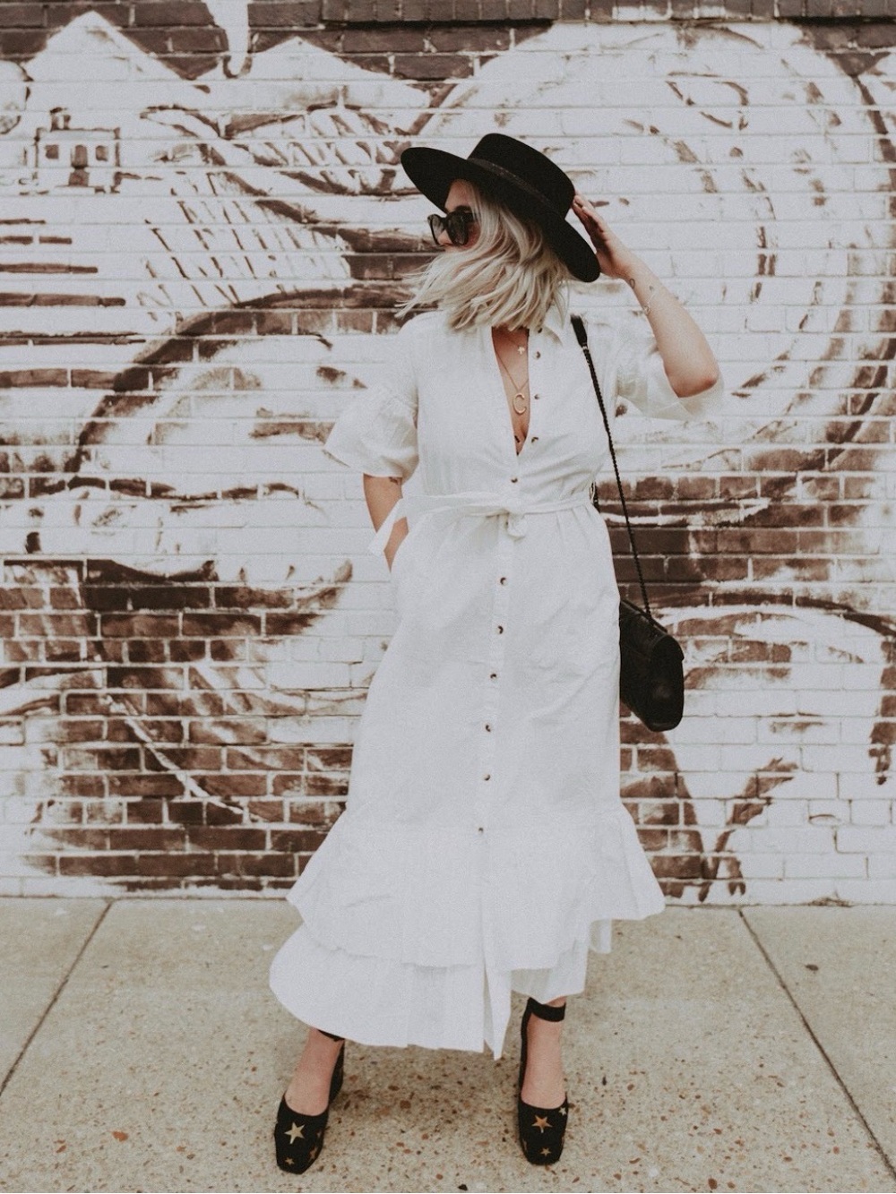 Tezza TOFU cream ruffle cotton maxi dress